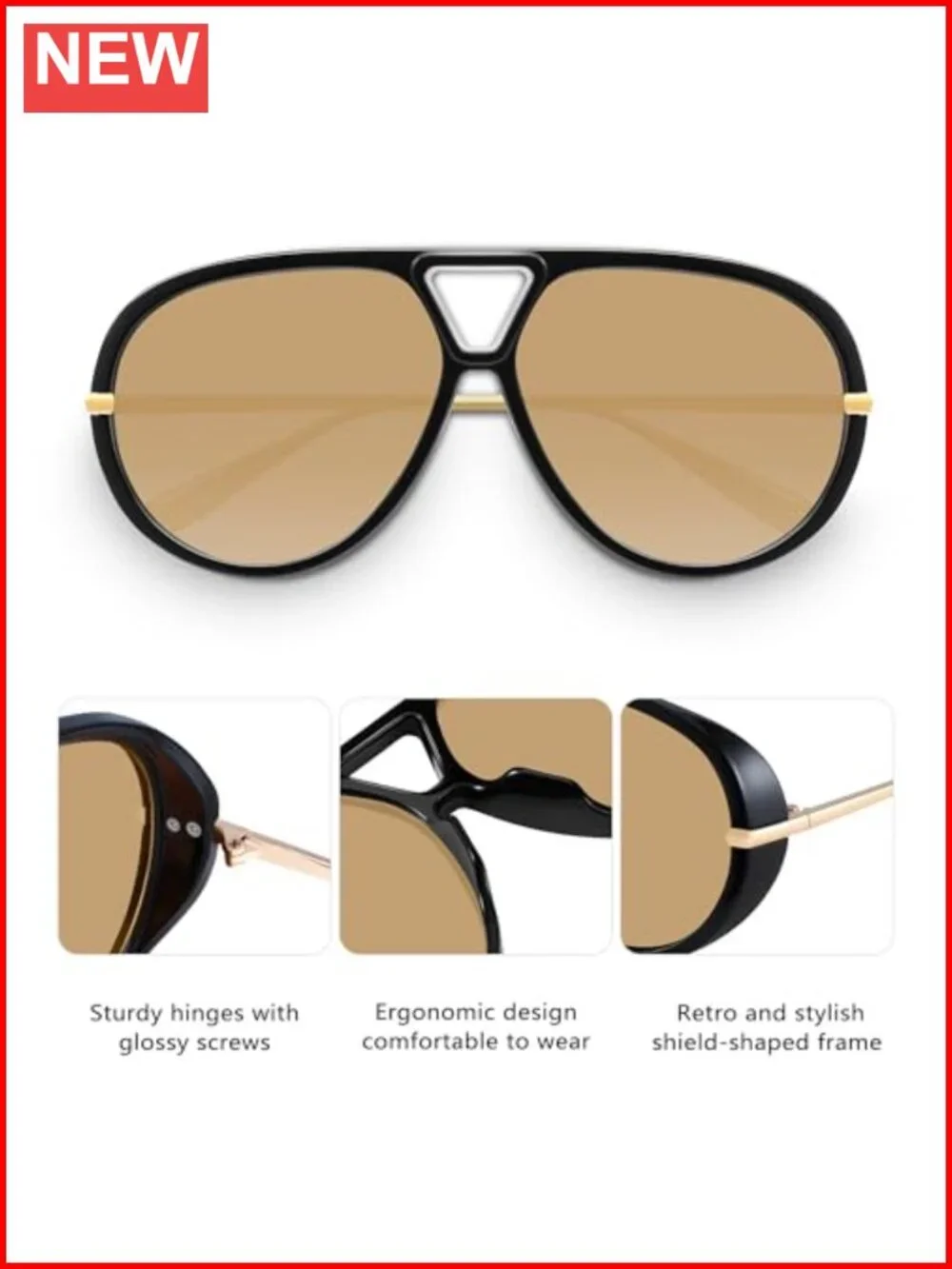 Oversized Aviator Metal Sunglasses UV400 Protection 2 Pack